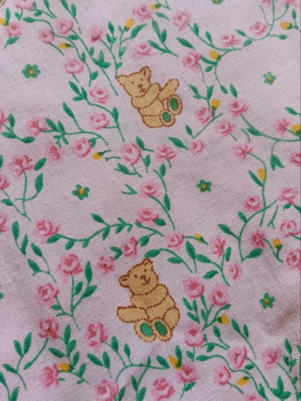 70s 80s Handmade Vintage Whimsical Girls Bear Nightgown, Approx Sz 8 Whimsy Pink